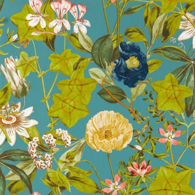 Clarke & Clarke Passiflora Wallpaper in Chambray